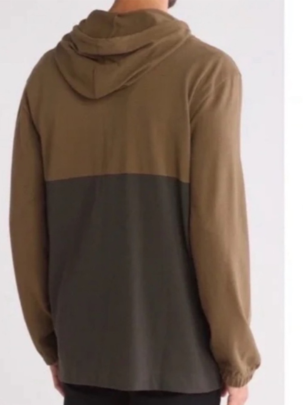 Billabong Large Hoodie Abner Zip Sweatshirt Bark Brown color block pockets NWT